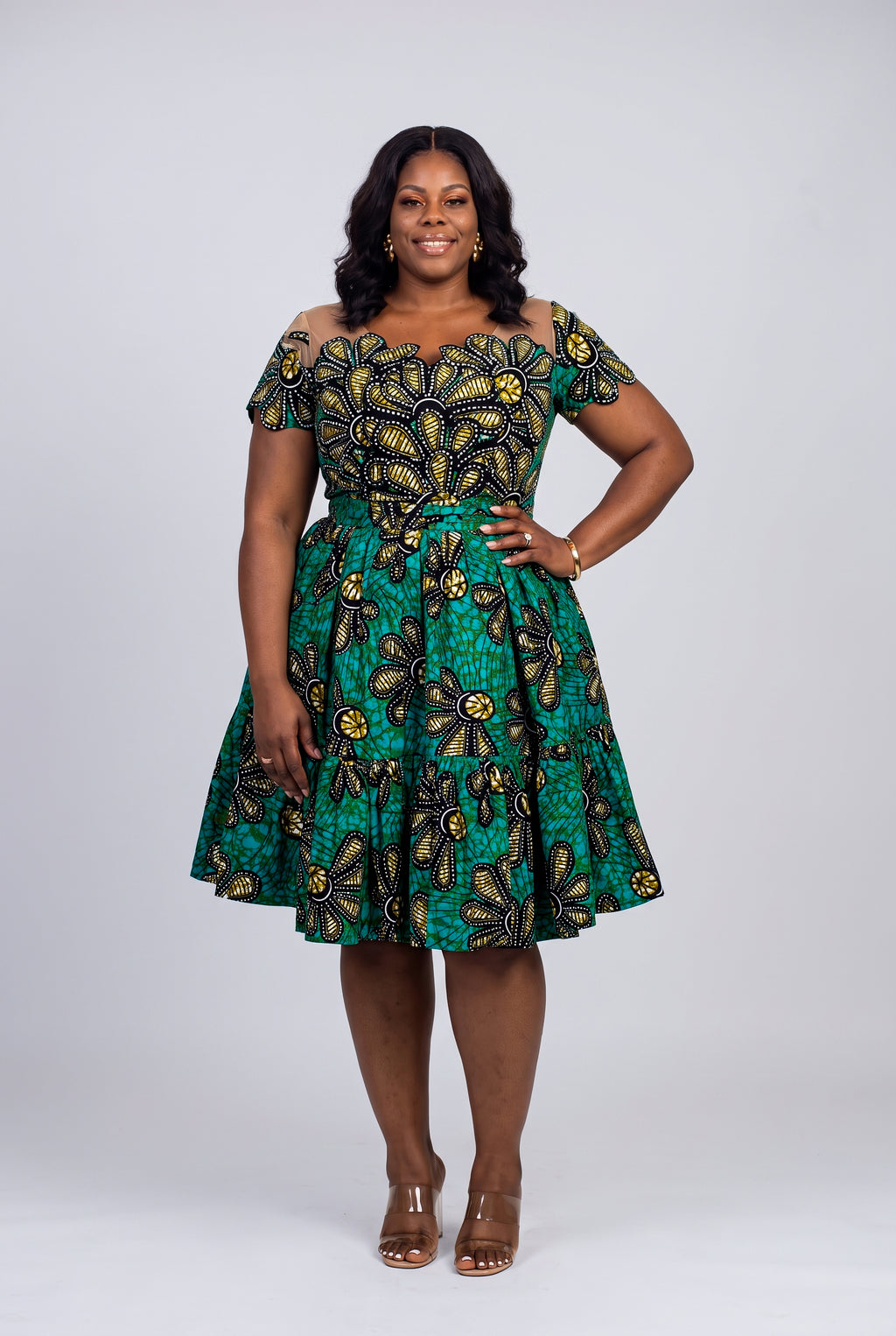 True to size plus size African print clothing tiered dress