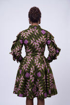 Back view angle highlighting the clean line an Ankara shirt dress